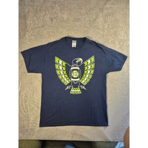 Jerzees Seattle Seahawks 12th Man Seattlebird Navy Blue T-Shirt Mens Large L